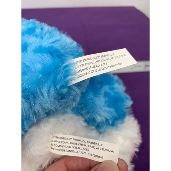 Midwood 7 Inch 2 Plush Stuffed Animal Bunnies Blue White Shimmery Feet and Ears - Picture 5 of 7